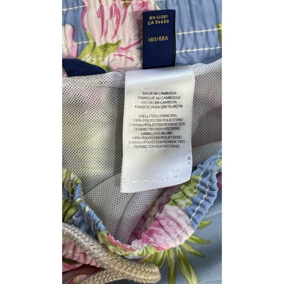 Polo Ralph Lauren Swim Trunks Mens L Blue Floral Hawaiian Board Shorts Tropical - Picture 9 of 10